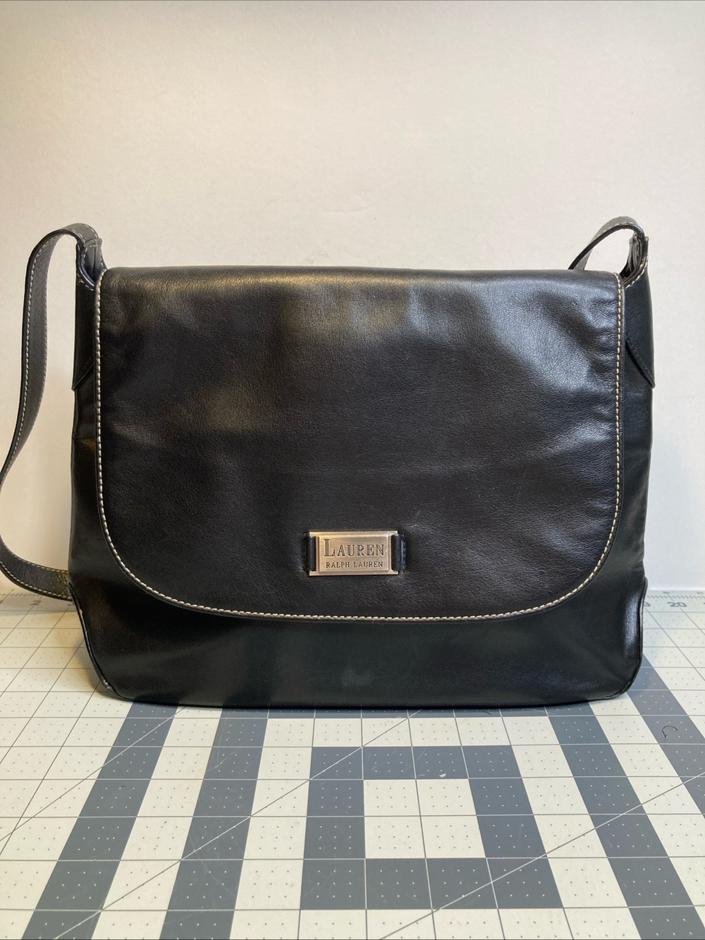 Vintage Lauren Ralph Lauren Purse Y2K Black Leather Shoulder Bag Old Money